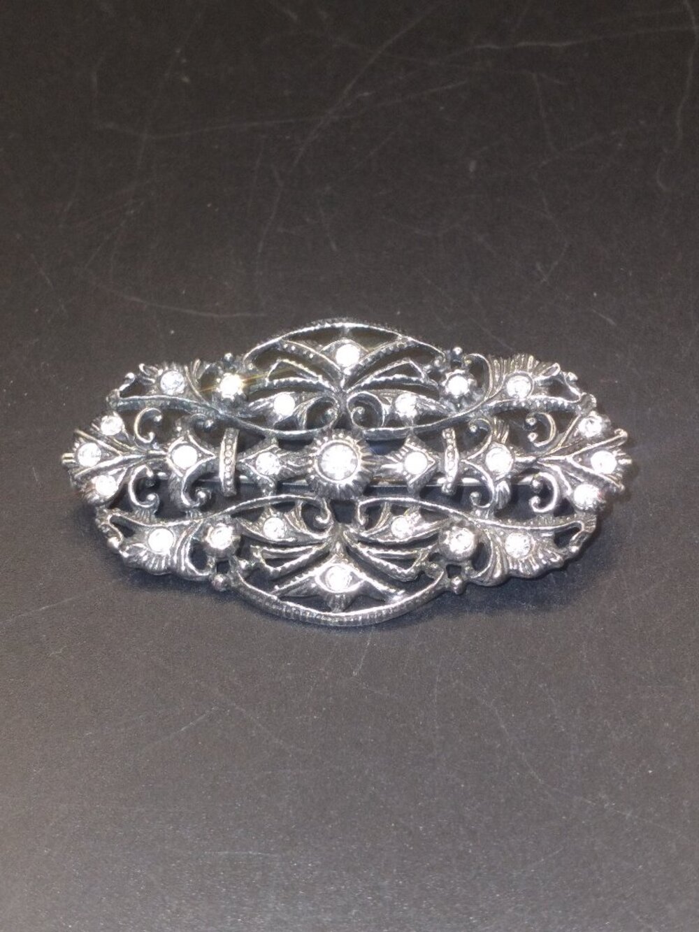 Vintage Paste Stones Sterling Silver Brooch